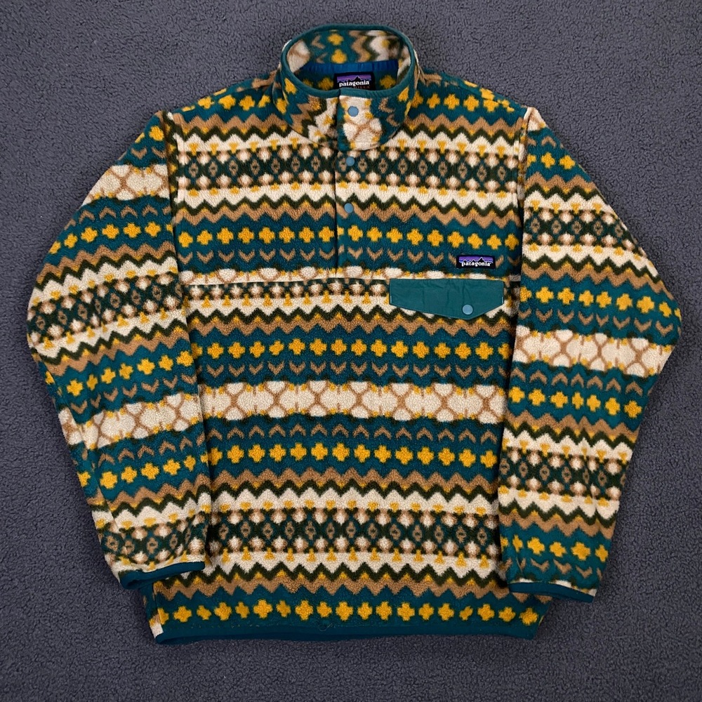 Patagonia Synchilla Fleece Snap T Pullover Mens Small Cliff Arbor Aztec Tribal